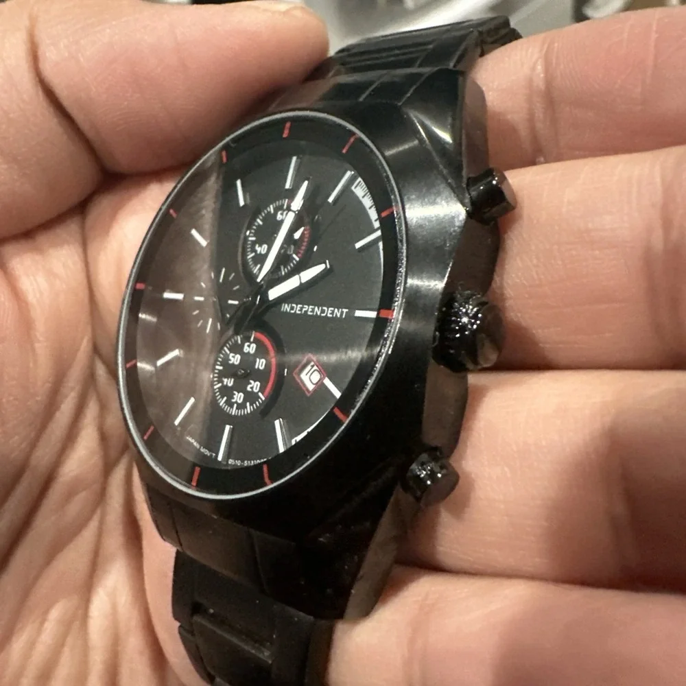 Mint Working Independent By Citizen Chrono Black Mens Watch 43mm Dial‎ Rare Runs